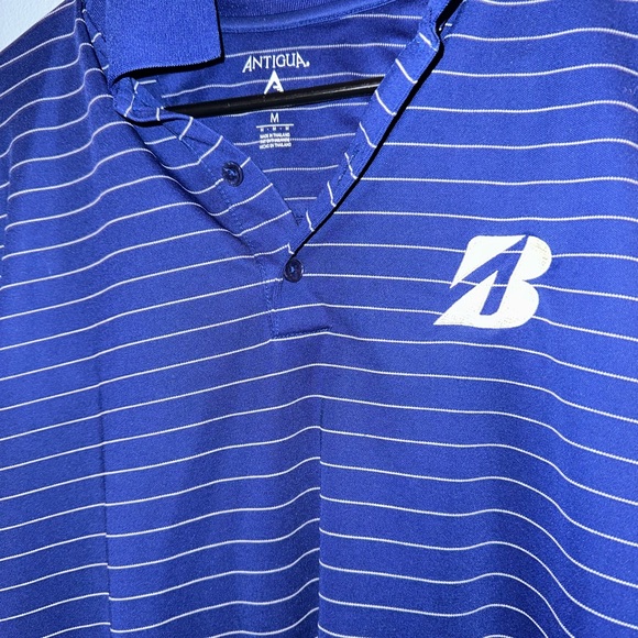 Antigua Blue Striped Polo Shirt Brunswick golf stitched ⛳️ men’s medium - Picture 1 of 3
